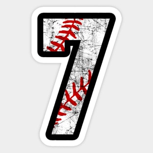 Vintage #7 Baseball Laces Baseball Mom Jersey Love Baseball 7th Birthday T-shirt Sticker